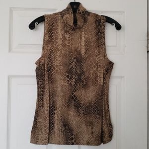 Ralph Lauren Snake Print Mock Neck Sleeveless Top